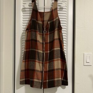Plaid Midi Dress with Zipper